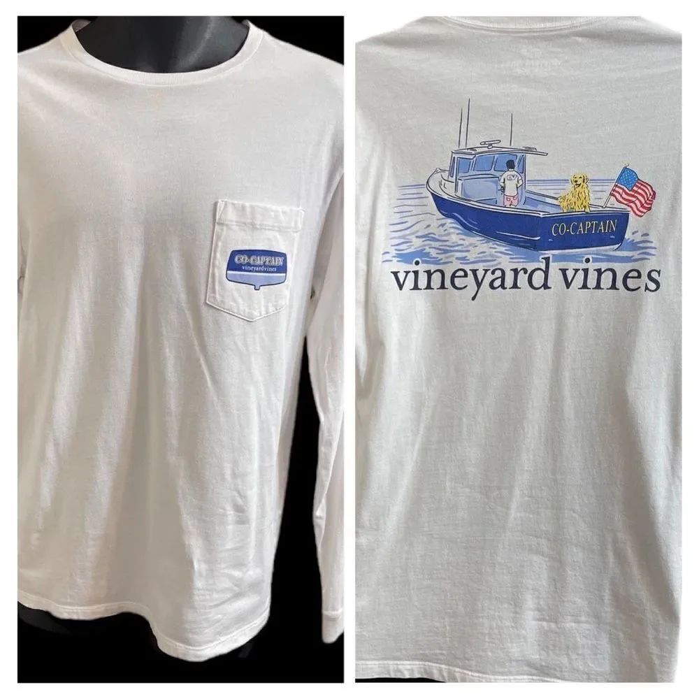 Vineyard Vines Co Captain White Long Sleeve Shirt Size Small